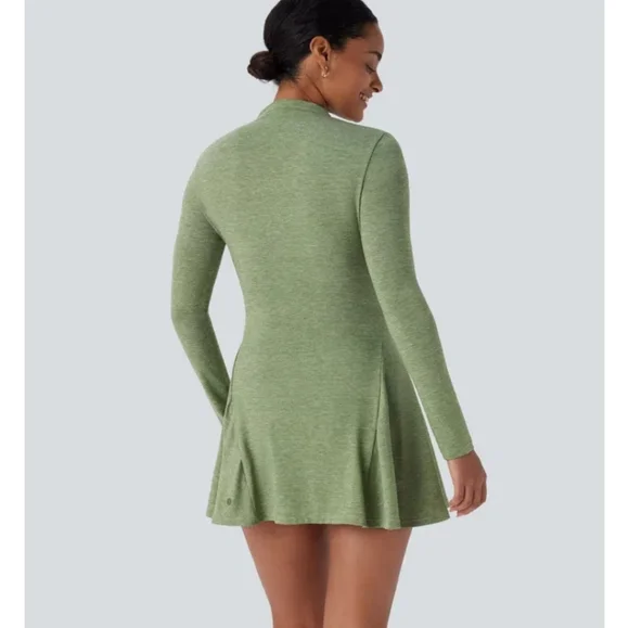 Halara Stand Collar Long Sleeve Mini Casual Dress (No Shorts) - Picture 2 of 5